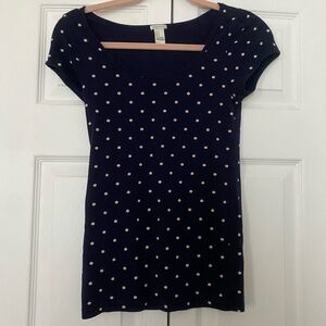 Forever 21 Navy Polka Dot Short Sleeve Tee